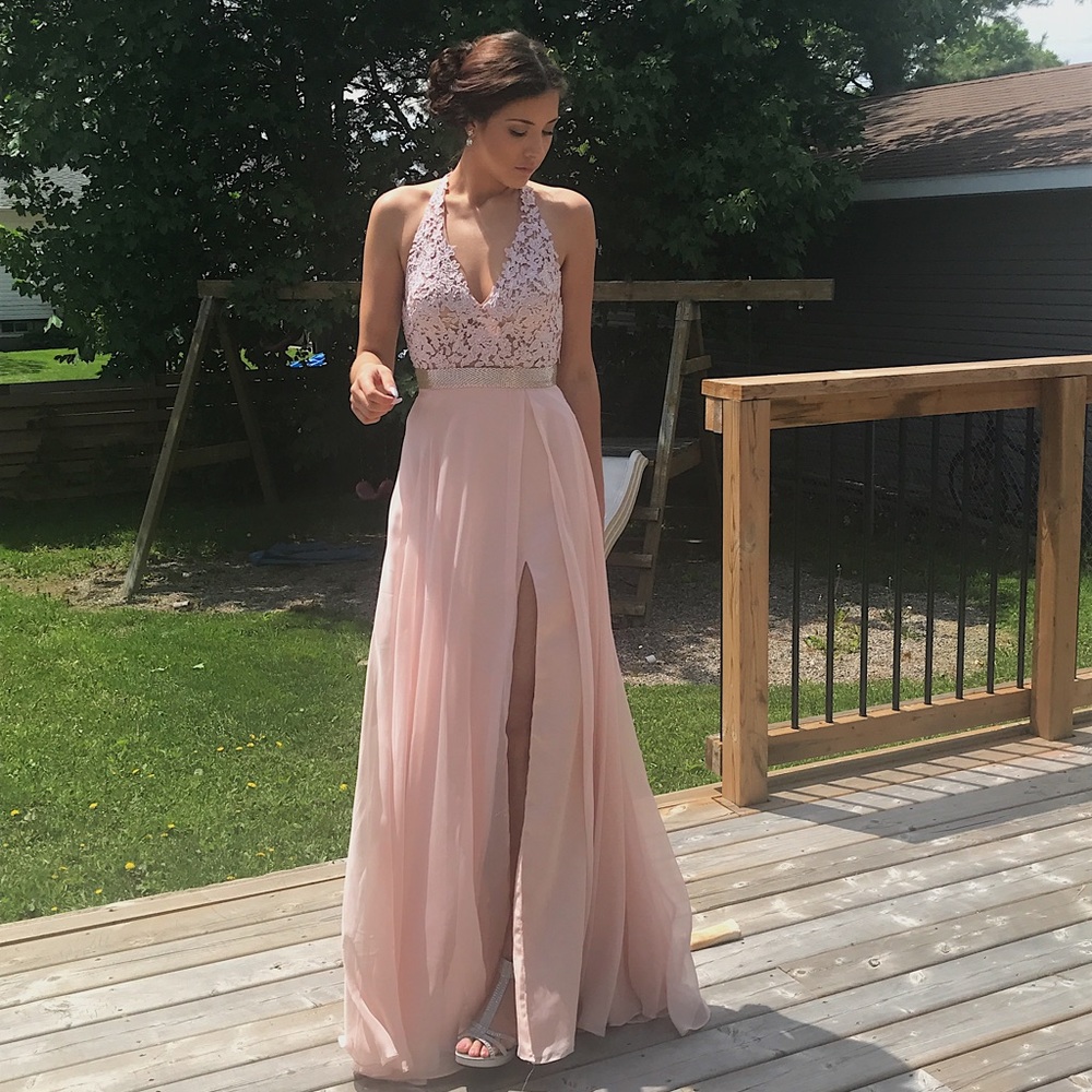 Baby pink prom dress